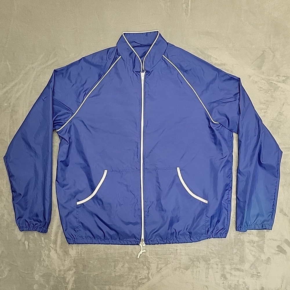 Unbranded VTG Windbreaker Jacket Mens XL Blue Full Zip Piping Track Lightweight